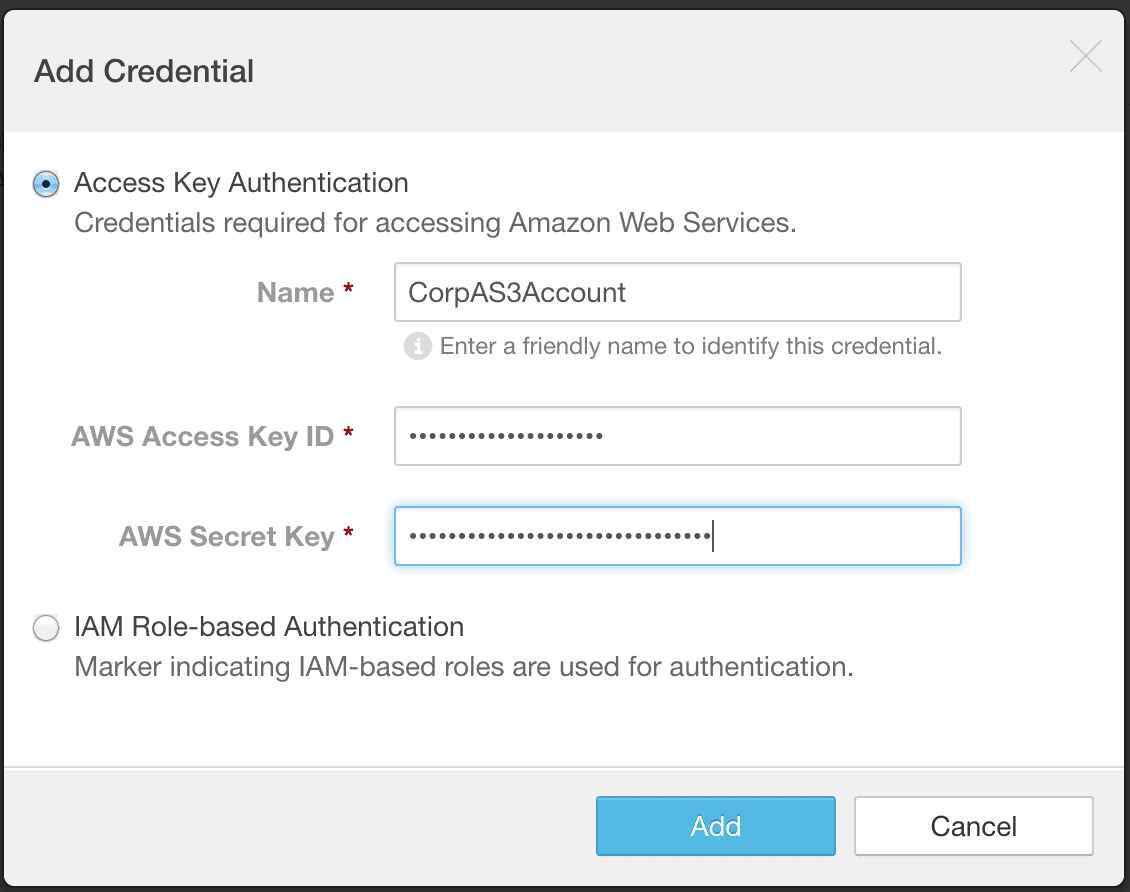 adding your AWS credentials in the Cloudera Manager Admin Console