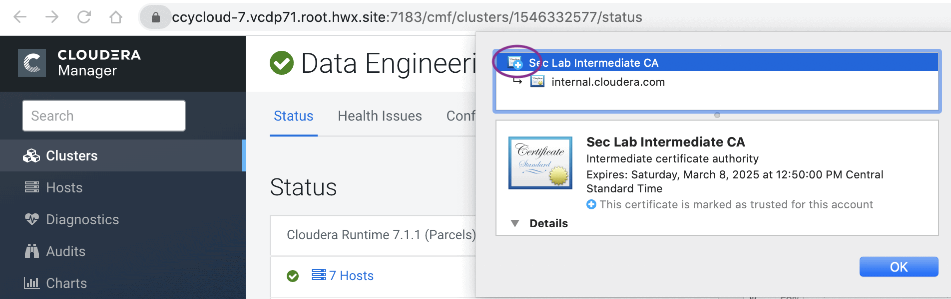 Cloudera Manager UI